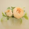 Wedding Yellow Ivory Flower Hair Comb Clips Floral Headpiece Floral Hair Accessories Christmas Festival Headpiece Women Girls Party Silvery