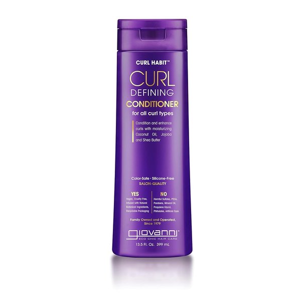 GIOVANNI Curl Habit Curl Defining Conditioner - Conditioner Curly Hair, Condition & Enhance Curls with Coconut Oil, Jojoba, & Shea Butter, Vegan, Cruelty-Free, Silicone Free Curl Conditioner - 13.5 oz