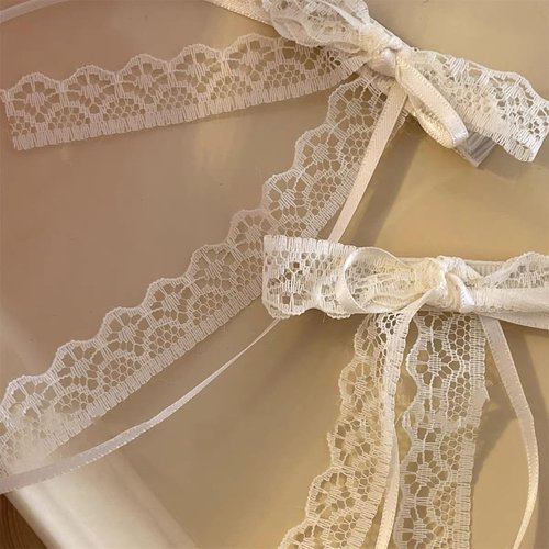 Lace Hair Bow Clips for Women White Lace Coquette Bows for Hair Cute Hair Ribbons for Women