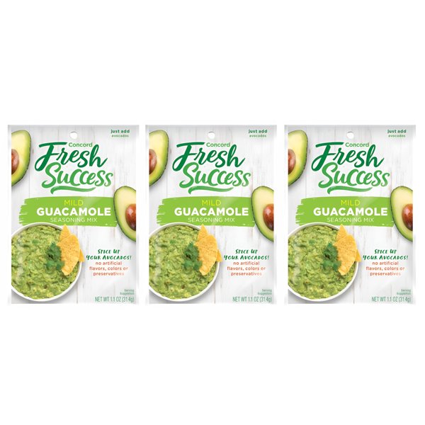 Concord Foods Classic Mild Guacamole Mix Authentic Flavor for Dips, Avocados, and Salsas with Natural Flavor and Easy Preparation - Perfect for Homemade Guacamole - 1.1 oz Packet Pack of 3