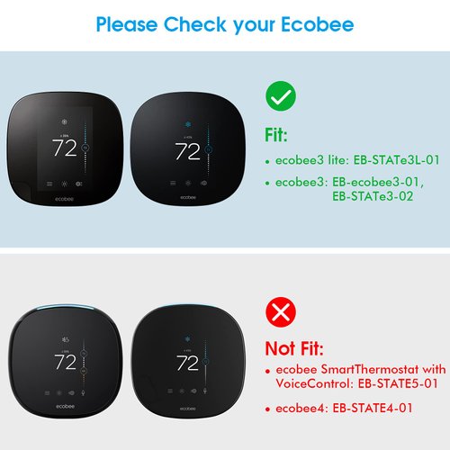 CaseBot Wall Plate for Ecobee3 Lite / Ecobee3 SmartThermostat, Practical Trim Kit, Easy Installation, Durable Polycarbonate Material, Stylish Design (White)