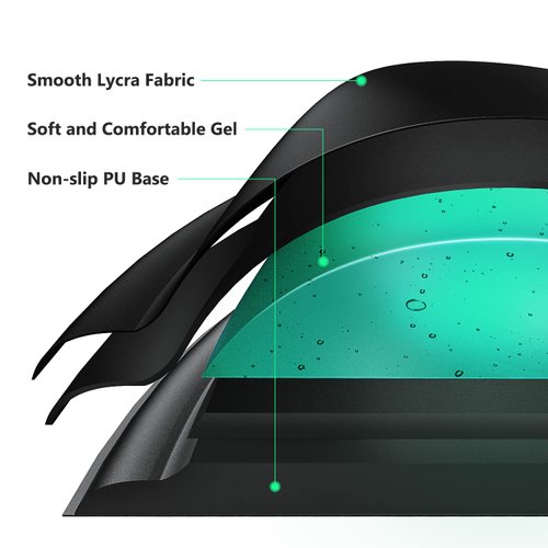 Soqool Mouse Pad, Ergonomic Mouse Pad with Comfortable Gel Wrist Rest Support and Lycra Cloth, Non-Slip PU Base for Easy Typing Pain Relief, Durable and Washable, Classic Black