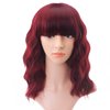 HNYBEE Dark Red Wig with Bangs for Women Short Wavy Bob Wigs 14 Inches Shoulder Length Synthetic Heat Resistant Wig Daily Party Cosplay Wig