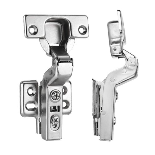 Luokim 2pcs Standard Cabinet Hinge,Fit for Frameless Cabinet,European Inset,Soft Closing,Four-Hole mounting Plate Hinges,Nickel Plated Finish
