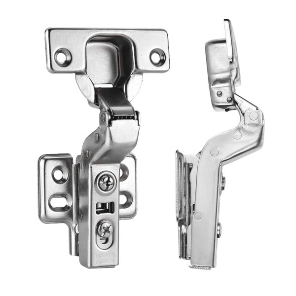 Luokim 2pcs Standard Cabinet Hinge,Fit for Frameless Cabinet,European Inset,Soft Closing,Four-Hole mounting Plate Hinges,Nickel Plated Finish