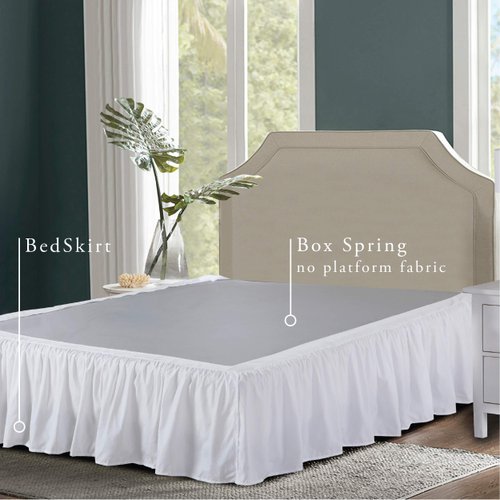 Bed Maker’s Never Lift Your Mattress Microfiber Wrap-Around Bed Skirt, Gathered Ruffled Style, Classic 14 Inch Drop Length, King, White