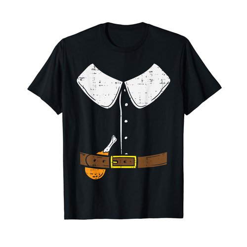 Pilgrim Costume Halloween Funny Thanksgiving Boys Kids Men T-Shirt