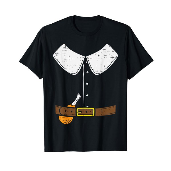 Pilgrim Costume Halloween Funny Thanksgiving Boys Kids Men T-Shirt