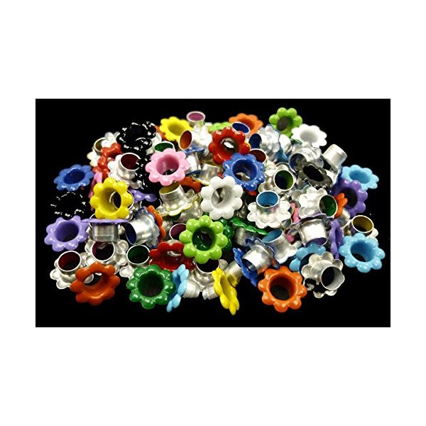 100pcs Aluminium Mixed Colors Flowers Eyelet Scrapbooking Card Hole LeatherCraft E099