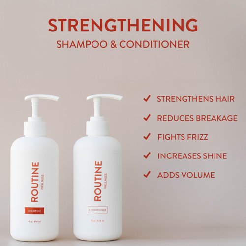 Routine Wellness Shampoo and Conditioner Set for Stronger Hair - Biotin | Color Safe | Sulfate-Free | Vegan | Clinically Tested | Nourishing Oils and Vitamins - Cucumber 14oz (Pack of 2)