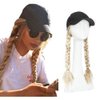S-noilite 16" Baseball Cap with Hair Baseball Hats with Hair Attached Curly Wavy Cap Wig with Hair Extensions Adjustable Culry Baseball Hat Wig for Women (16" -Curly, Sandy Blonde & Bleach Blonde)