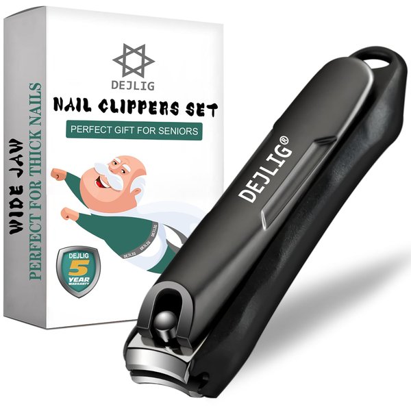 Nail Clippers for Men with Catcher, DEJLIG Mess Free Toenail Clipper & Finger Nail Clippers Adult with Nail File & Leather Case - Ultra Sharp Stainless Steel Nail Cutter Trimmer for Seniors & Women