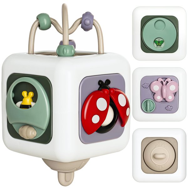 Aprilwolf Montessori Educational Insect Busy Cube Toys for 1+ Year Old Boys Girls, Airplane Travel Sensory Toys for Toddlers 1-3, 1st Birthday Gifts Stocking Stuffers 6 12 Months