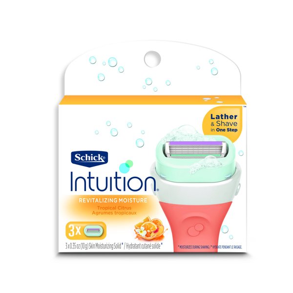 Schick Intuition Revitalizing Moisture Razor Blade Refills for Women with Tropical Citrus Extracts - 3 Count