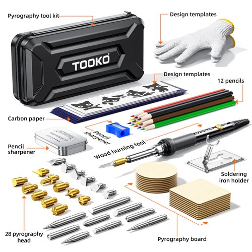 96pcs Wood Burning Kit, Professional Wood Burner Pen Tool, Creative Tool Set Adjustable Temperature WoodBurner for Embossing/Carving,Suitable for Beginners,Adults (BLACK)