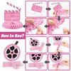 HoiSumma 9 Pcs Pink Movie Night Party Decorations Honeycomb Centerpieces Cute Popcorn Cinema Ticket Theater Film Themed 3D Table Topper Decor for Birthday Party Supplies Family Gatherings Baby Shower