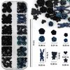 Kikonoke 2 Boxes 3D Flower Nail Charms Butterfly Bow Snake Rabbit Bear Shaped Nail Art Rhinestones Gems for DIY Nail Art Decoration Making Craft (Black)