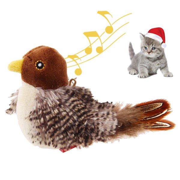 Gigwi Interactive Electronic Cat Toy (Not Flapping), Automatic Chirping Bird Cat Toy Squeaky with Feather Tail, Melody Chaser Toy Bird for Cats to Play Alone, Play and Squeak Kitten Toy for Boredom