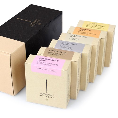 AUTHENTIC BATH & SOAP - Bar Soap Set for Normal Skin - Natural, Cold Processed, Hydrating, Anti-aging, Healthy Skin for Men & Women, Cruelty Free, SLS & Paraben Free. Pack of 6 (4.2 Oz Each)