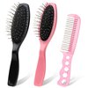Giantree 2Pcs Wig Brush for Synthetic Wigs with Comb, Stainless Steel Bristle Wig Hair Brush Professional Synthetic Hair Brush for Thick Curly Thin Long Short Wet or Dry Hair Extension Brush for Women