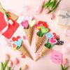 Motipuns 36 Set Valentine's Day Flower Bouquet Craft Kit DIY Heart Paper Crafts Colorful Make Your Own Valentine's Day Gifts Craft for Spring Valentines Handmade Project Home Classroom Activities