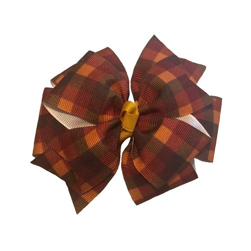 Autumn Plaid Pinwheel Hair Bow