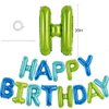 TONIFUL Blue Green Happy Birthday Balloons Banner 16 Inch Mylar Foil Letters Birthday Sign Bunting Reusable for Girls Boys Kids & Adults Birthday Decorations and Party Supplies