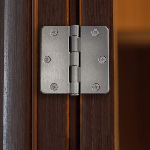 Design House 181594 Door Hinges for Interior Doors 5/8" Radius Steel Door Hinge Door Hardware, 4" x 4", Satin Nickel, 3-Pack