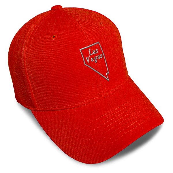 Baseball Cap Las Vegas Nevada State Map Embroidery Acrylic Dad Hats for Men & Women Strap Closure Red Design Only