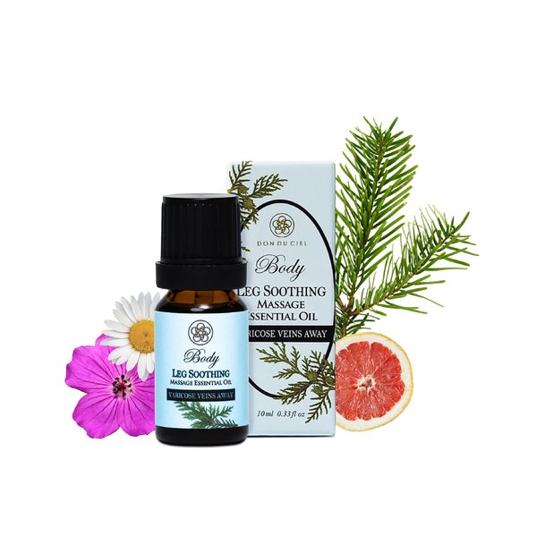 100% Organic Essential Oil for【 Spider Veins, Varicose Veins, Swollen Feet 】Don Du Ciel Massage Oil Blend with Ingredients: Cypress, Chamomile, Geranium, 10ML