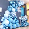 40 Inch Light Blue Number 8 and Mini Crown Balloon for 8th Birthday Party Decorations, Light Blue Birthday Party Balloons Decorations Supplies
