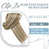 RUNATURE Clip in Real Human Hair Extensions 16 Inch Ash Brown Highlight Platinum Blonde Real Clip in Hair Extensions Natural Brazilian Straight Remy Hair 120g 7pcs