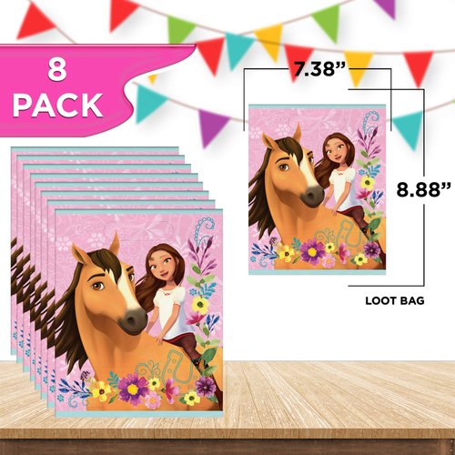 Unique Spirit: Riding Free Party Favor Bundle | Tattoo & Sticker Sheet, Hair Ties, Loot Bags | Kid's Birthday Party, Animated Movie Themed Event, Halloween, Officially Licensed by Unique