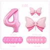 Pink Birthday Balloons, Bow Balloons Number 4 Balloons 40 Inch, 4 Balloon Number for Pink Birthday Decorations, 4th Birthday Decorations Girl