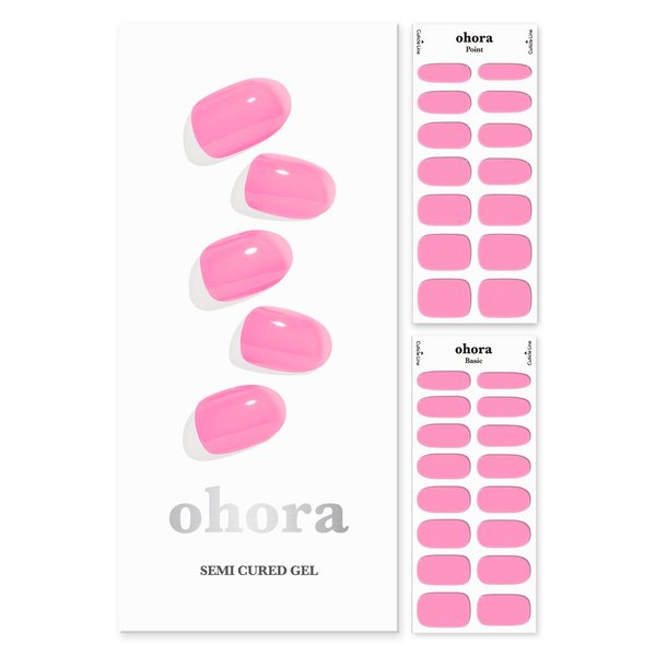 ohora Semi Cured Gel Nail Strips (N Tint High-teen) - Works with Any Nail Lamps, Salon-Quality, Long Lasting, Easy to Apply & Remove - Includes 2 Prep Pads, Nail File & Wooden Stick