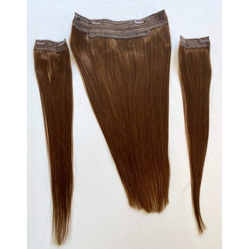 20" inch Invisible Wire Halo Remy Human Hair Clip in Extensions Chocolate Brown (Color 4) Thick to Bottom Wefts