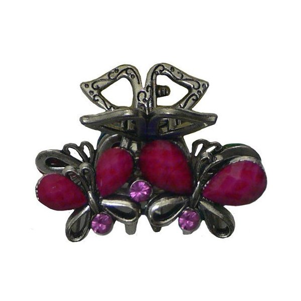 Small Metal Jaw Clip with Beads and Rhinestones U86420-1519hot pink