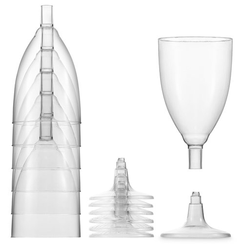 JoyServe Bulk 7 oz Plastic Disposable Wine Glasses - (Pack of 24) Clear BPA-Free Plastic Wine Glasses with Stem and Party Drinking Glass Cups for Parties, Weddings, Toasts, Food Samples, Catering