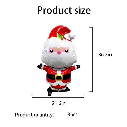 HADCKJA Santa Claus Balloons Christmas Balloons Cute Santa Claus Foil Balloons for Christmas-Themed Party Birthday Party Supplies Decorations Party Decorations Balloons Party Sets-3pcs