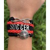 Infinity Collection Soccer Gifts, Soccer Bracelet, Soccer Jewelry, Adjustable Soccer Charm Bracelet- Perfect Soccer Gifts (Red/Black)