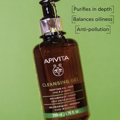 APIVITA Purifying Facial Cleanser for Oily to Combination Skin - Deep Cleansing Face Wash It has an anti-pollution effect, mildly antiseptic action, and balances oiliness. 6.76 fl oz. Dermatologically