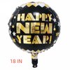 2025 Gold Balloons Happy New Year Banner Gold Black Paper Flag Bunting Swirl Streamers & Pom Poms Balloons for New year Party Decorations
