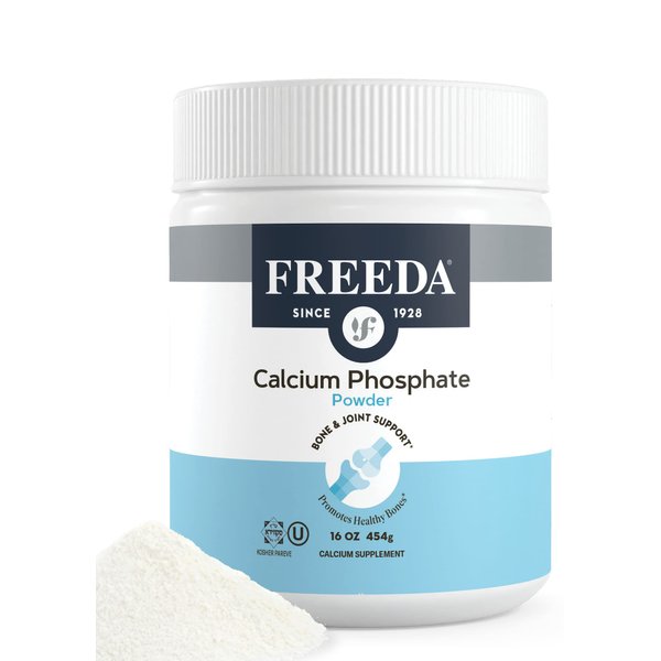 Freeda Calcium Phosphate Powder - Kosher Calcium Supplement for Men & Women, Animal Bone Health & Joint Support for Dogs & Cats - Calcium and Phosphorus Supplement - Calcium Without Vitamin D, 16oz