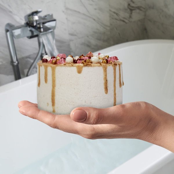 Birthday Cake Bath Bomb Gift Set 13 oz Each XXL Ultra-Moisturizing Coconut Oil, Shea, Kaolin Clay Soften Moisturize Dry Skin, Perfect for Bubble Spa Bath Handmade Birthday Gifts (Strawberry Cake)