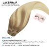 Lacer Natural Hair Extensions Clip in Human Hair 120g 7pcs with 16 Clips B#8/60 Light Brown Fading to Platinum Blonde Ombre Human Hair Extensions for Women 18 Inch