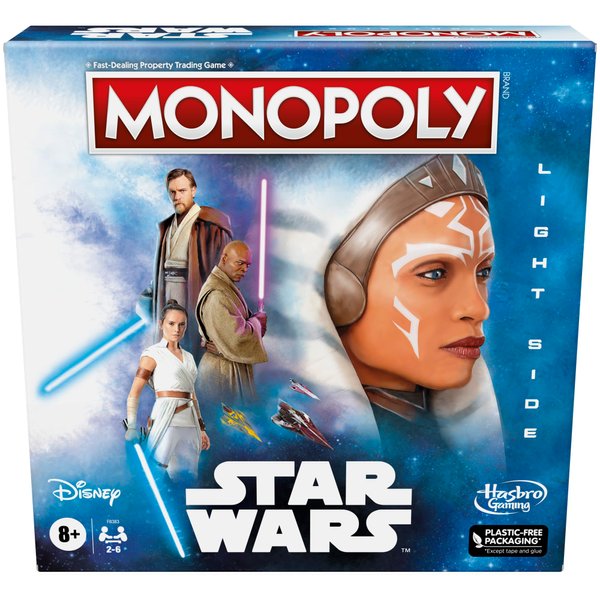 Monopoly Hasbro Gaming Star Wars Light Side Edition Board Game for Families and Kids Ages 8 and Up, Star Wars Jedi Game for 2-6 Players, Medium
