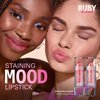 Ruby Kisses Staining Mood Lipstick, Prestige Glitter pH Color Changing Lipstick, Lightweight Hydrating Formula with Coconut Oil, Long Lasting Satin Finish Color (Confetti)