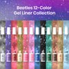 beetles Nail Art Gel Liner Polish 12 Colors Reflective Glitter Gel Nail Polish, Gold Silver Pink Blue Purple Brown Black Gel Kit Soak Off Uv Nail Art Design Set, DIY Spring Manicure Gifts for Women