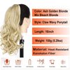 Ponytail Hair Extensions, 16Inches Long Wavy Claws Ponytail Extension Drawstring Ponytail Two Types Ponytail for Women Girls (Ash Golden Blonde Mix Bleach Blonde)