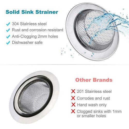 6 Pack of Kitchen Sink Stopper Strainer,Carry360 Anti-Clogging Stainless Steel Sink Disposal Stopper, Perforated Basket Drain Filter Sieve or Keep Water for Kitchen Sink Drain